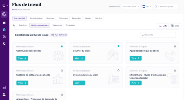 <p><span style="font-weight: 400;">Flux</span><i><span style="font-weight: 400;"> de travail</span></i><i><span style="font-weight: 400;"> séparés avec une conception intuitive</span></i></p>

